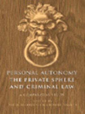 cover image of Personal Autonomy, the Private Sphere and Criminal Law